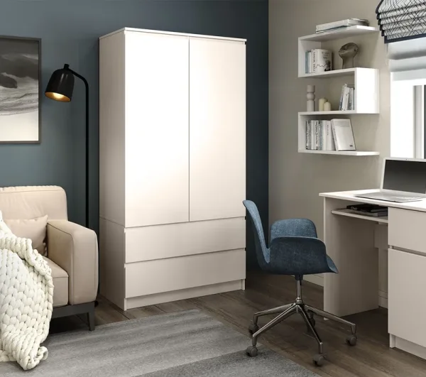 Шкаф распашной с ящиками Мори МШ 900.1 сатин