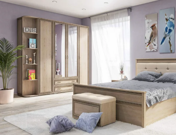 Шкаф двухстворчатый с зеркалом Ливорно ЛШ-23 дуб сонома