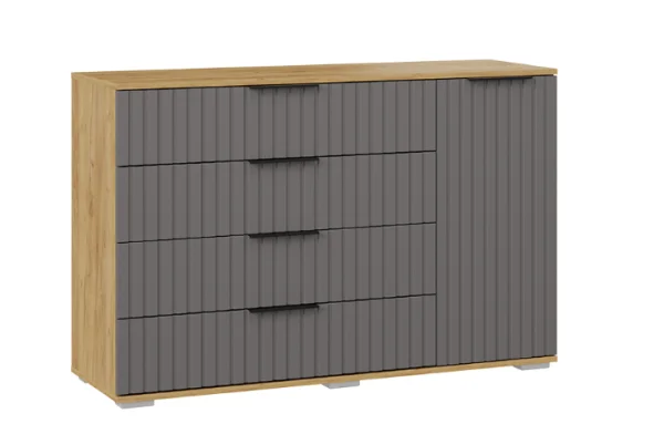 Комод комбинированный Хилтон дуб крафт золотой/графит матовый Комод комбинированный Хилтон дуб крафт золотой/графит матовый