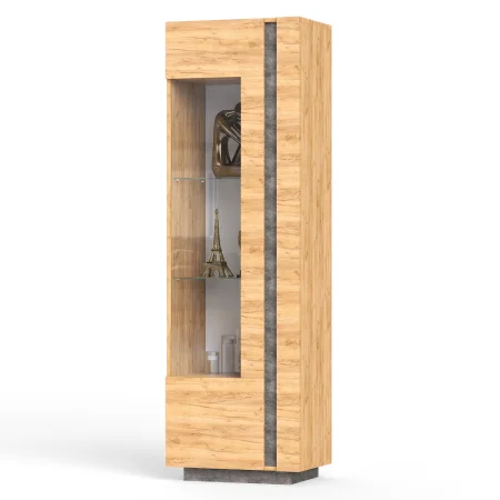 Шкаф-витрина Арчи 03.263 дуб крафт золотой/камень тёмный Шкаф-витрина Арчи 03.263 дуб крафт золотой/камень тёмный