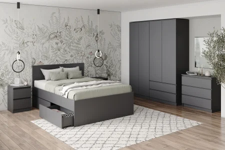 Кровать односпальная Мори с ящиками КРМЯ 900.1 графит