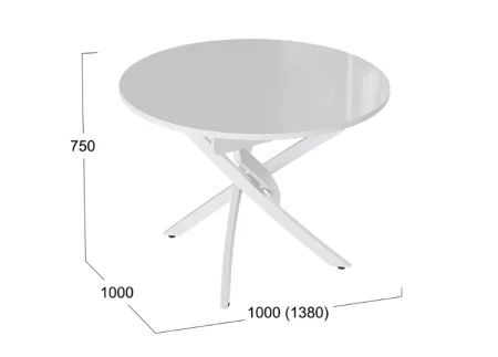 Стол обеденный Diamond тип 3 белый муар/белый глянец