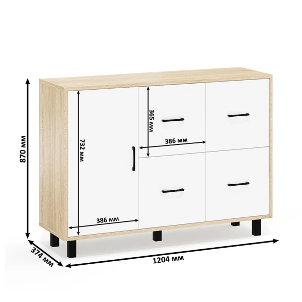 Комод 125-1204 дуб сонома/белый Комод 125-1204 дуб сонома/белый