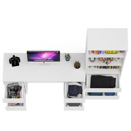 Комплект Мори Стол компьютерный МС-2 + Стеллаж МСТ 600.3 белый