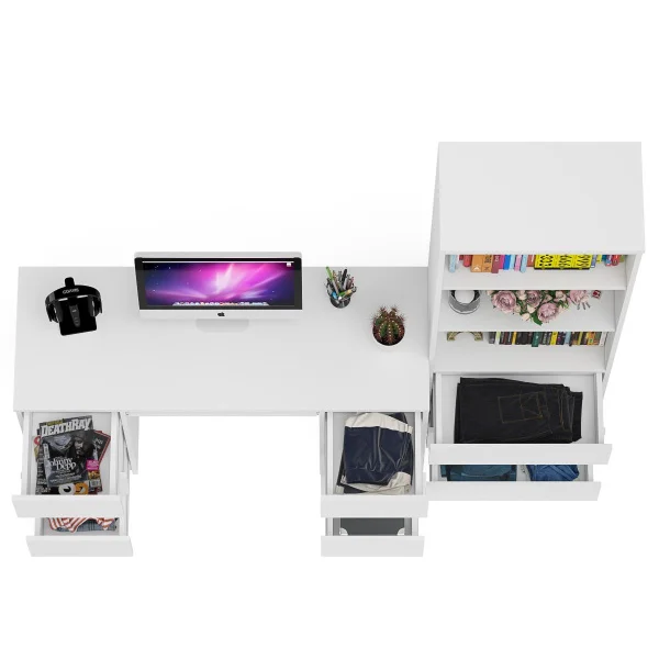 Комплект Мори Стол компьютерный МС-2 + Стеллаж МСТ 600.3 белый