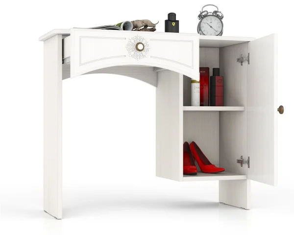 Туалетный столик Онега дуб беленый/белый вельвет Туалетный столик Онега дуб беленый/белый вельвет