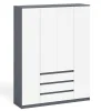 Шкаф с тремя ящиками и четырьмя дверками МШ 1600.1 графит/белый
