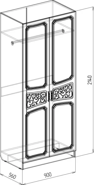 Шкаф 2-х дверный Тиффани 900