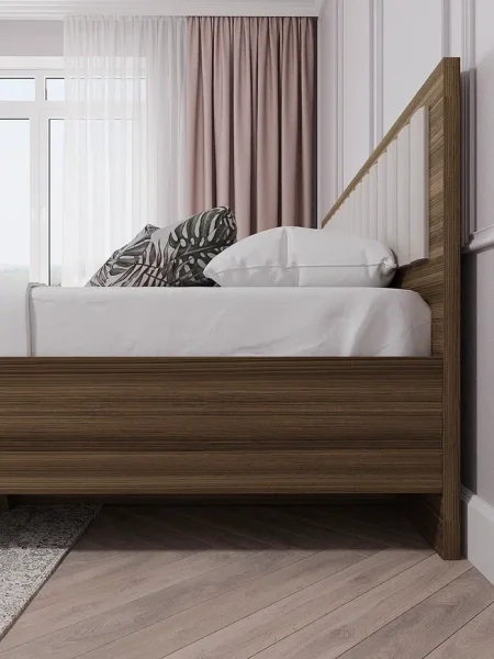 Кровать Роза 160 орех франклин/бежевый скин тренто Кровать Роза 160 орех франклин/бежевый скин тренто