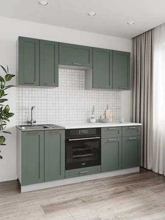 Кухонный гарнитур Квадро 2м оливково-зеленый