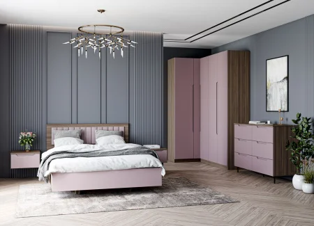 Шкаф угловой Роза 1100 орех франклин/пудра скин тренто