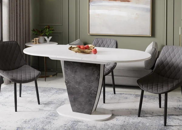 Стол обеденный Монреаль тип 1 белый глянец/моод темный