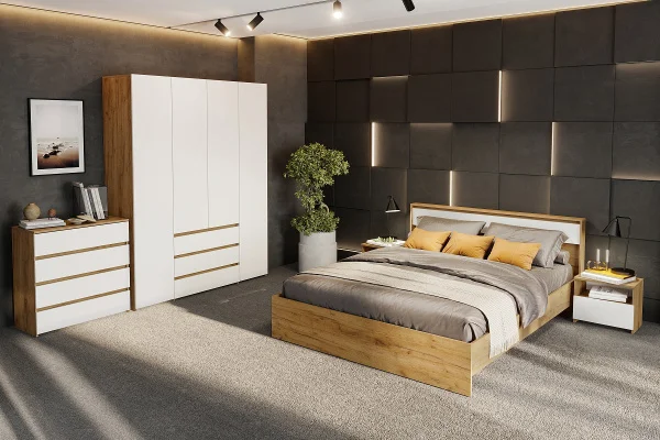 Спальный гарнитур Некст-1 дуб золотой/белый Спальный гарнитур Некст-1 дуб золотой/белый