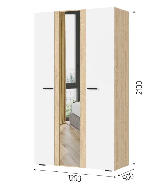 Шкаф 3-х створчатый Санса ШК-03 дуб сонома/белый