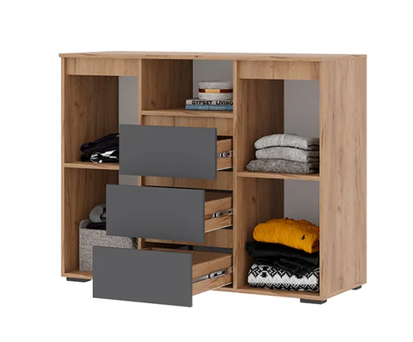 Комод Хелен КМ-01 серый графит/дуб крафт золото Комод Хелен КМ-01 серый графит/дуб крафт золото