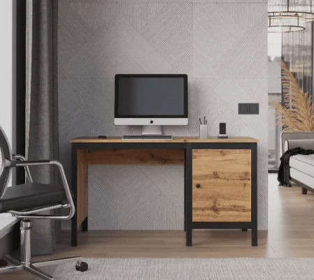 Стол письменный Лофт BIU/130 дуб вотан/черный