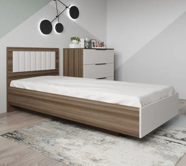 Кровать односпальная Роза 90 орех франклин/белый софт Кровать односпальная Роза 90 орех франклин/белый софт