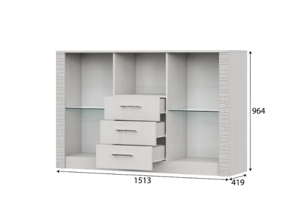 Комод-витрина Гамма-20 ясень анкор светлый/сандал светлый Комод-витрина Гамма-20 ясень анкор светлый/сандал светлый