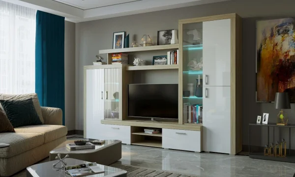 Гостиная Орландо дуб сонома/белый глянец