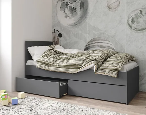 Кровать односпальная Мори с ящиками КРМЯ 900.1 графит Кровать односпальная Мори с ящиками КРМЯ 900.1 графит
