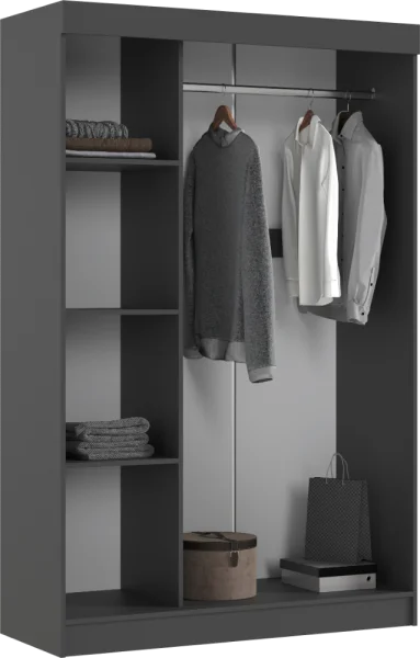 Шкаф-купе Бася графит/дуб крафт белый