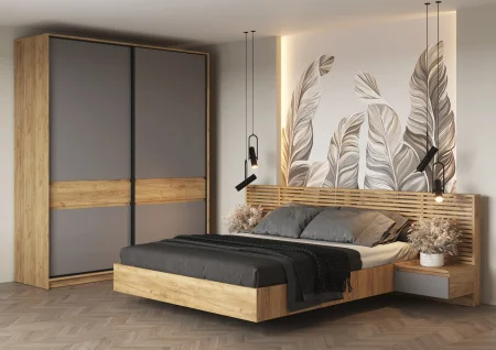 Шкаф-купе Бостон ШК-005 дуб крафт золотой/серый шифер