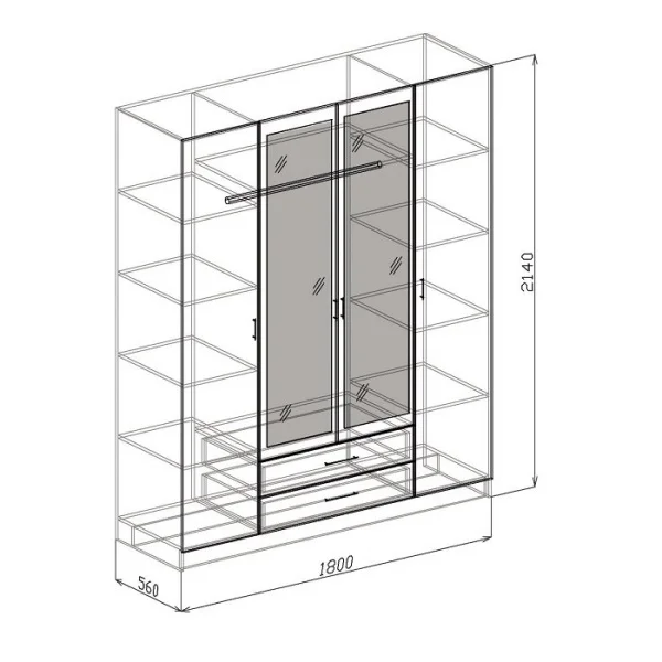 Шкаф 4-х дверный Токио венге/бодега