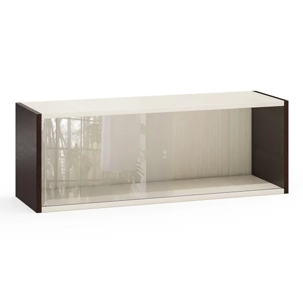 Полка книжная со стеклом КН 01 венге/дуб молочный