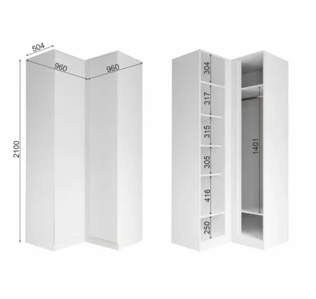 Шкаф угловой Мори МШУ 940 белый