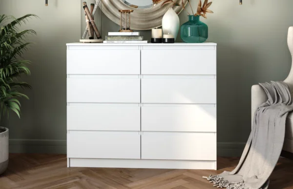 Комод Челси 8 ящиков белый/белый глянец Комод Челси 8 ящиков белый/белый глянец