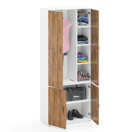 Шкаф Лидер-8 МД 20Б белый шагрень/крафт золото