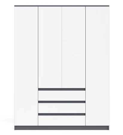 Шкаф с тремя ящиками и четырьмя дверками МШ 1600.1 графит/белый