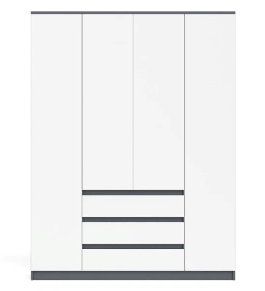 Шкаф с тремя ящиками и четырьмя дверками МШ 1600.1 графит/белый