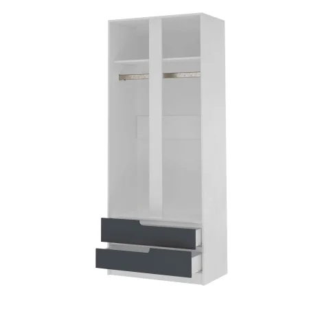 Шкаф 2-х дверный Гавана белый/серый графит