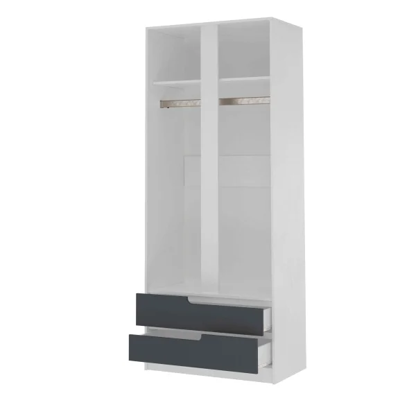 Шкаф 2-х дверный Гавана белый/серый графит