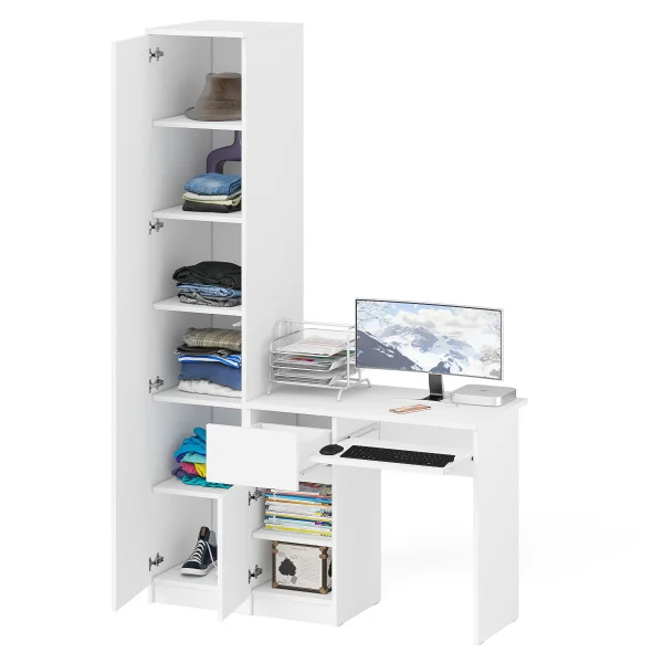 Комплект Мори Стол компьютерный МС-1 левый + Пенал МШ 400.1 белый