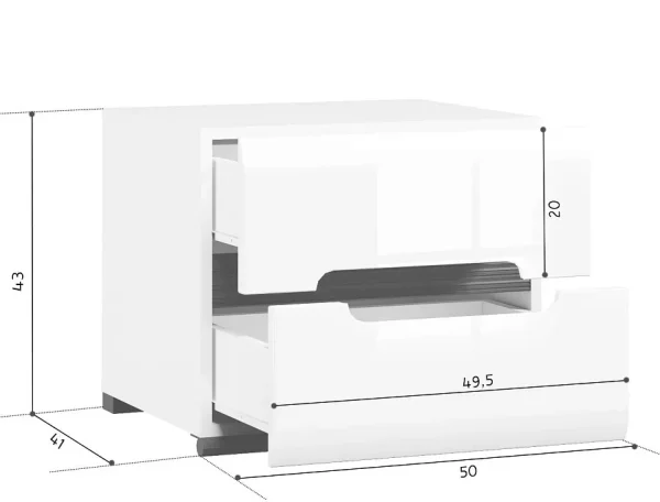 Тумба прикроватная Ацтека KOM2S/4/5 белый глянец Тумба прикроватная Ацтека KOM2S/4/5 белый глянец