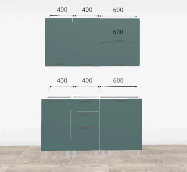 Кухонный гарнитур Лаванда 1,4 изумруд