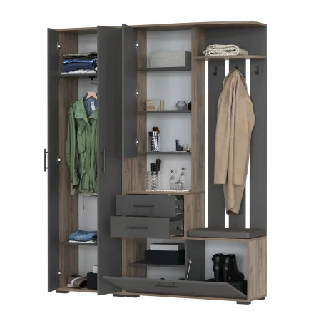 Модульная прихожая Домино дуб крафт табачный/графит