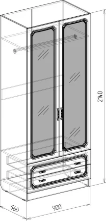 Шкаф 2-х дверный Тиффани с ящиками