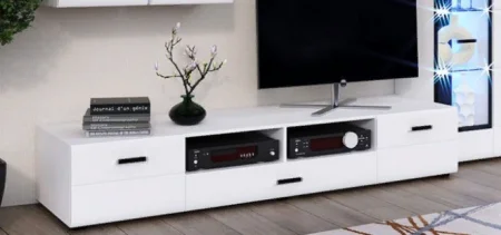 Тумба ТВ Нэнси NEW белый/белый глянец