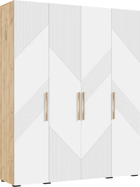 Шкаф 4-х створчатый Ирис 1800 браш вайт/дуб крафт
