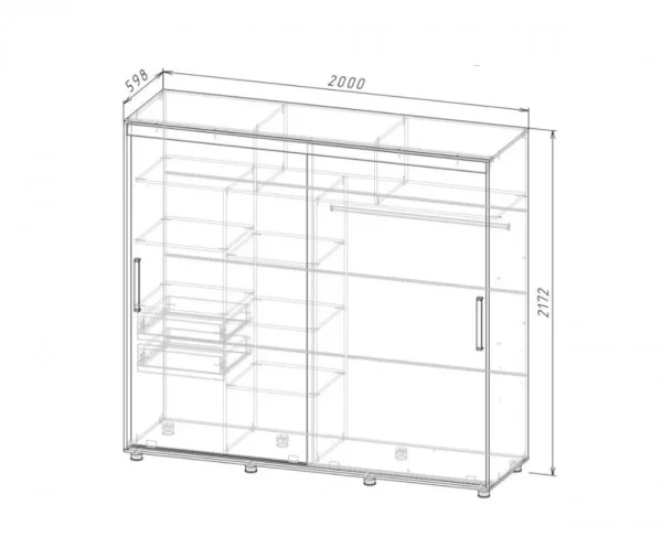 Шкаф-купе Комфорт-12 Прайм 2.0 дуб сонома (прямоугольные зеркала)