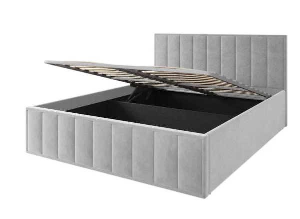 Кровать Лана 160х200 с подъемным механизмом, велюр серый софт Кровать Лана 160х200 с подъемным механизмом, велюр серый софт