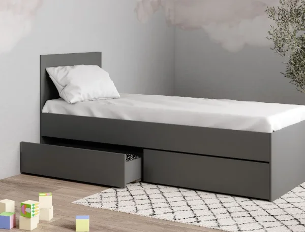 Кровать односпальная Мори с ящиками КРМЯ 900.1 графит Кровать односпальная Мори с ящиками КРМЯ 900.1 графит