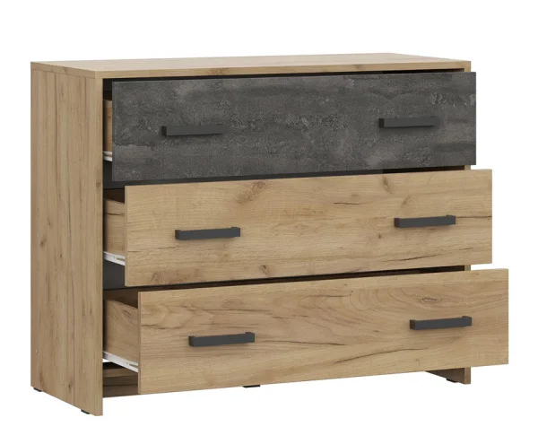 Комод 3 ящика МСП-1 дуб золотой/камень темный Комод 3 ящика МСП-1 дуб золотой/камень темный