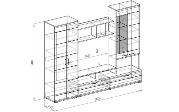 Гостиная Интер дуб серый/белый софт
