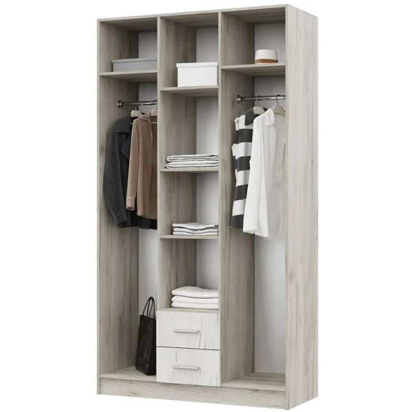 Шкаф 3-х створчатый Гармония ШК-601 М дуб крафт белый/дуб крафт серый