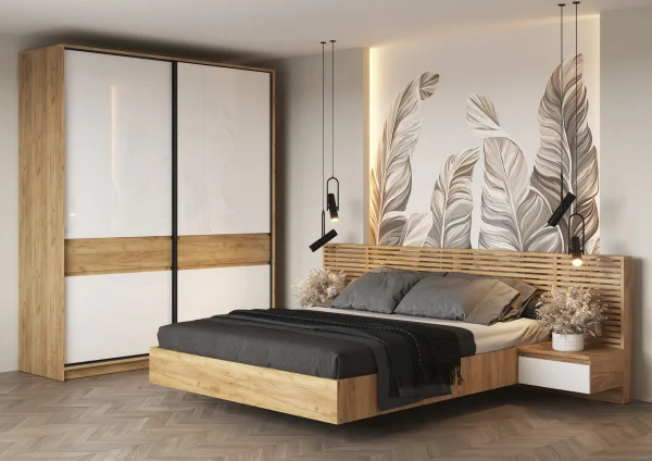 Шкаф-купе Бостон ШК-005 дуб крафт золотой/белый глянец