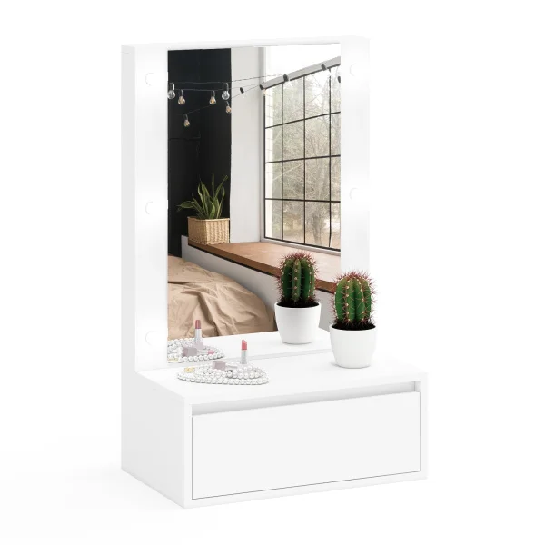 Стол косметический навесной с подсветкой белый Стол косметический навесной с подсветкой белый